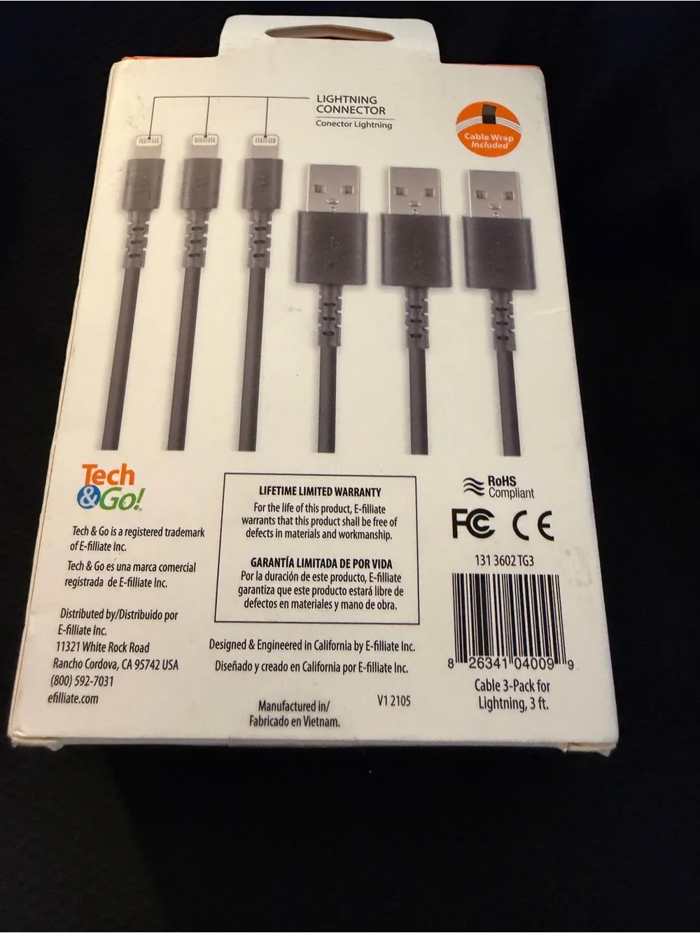Signature Series 3-Pack Lightning Cables (White, Black, Blue) - 3 ft